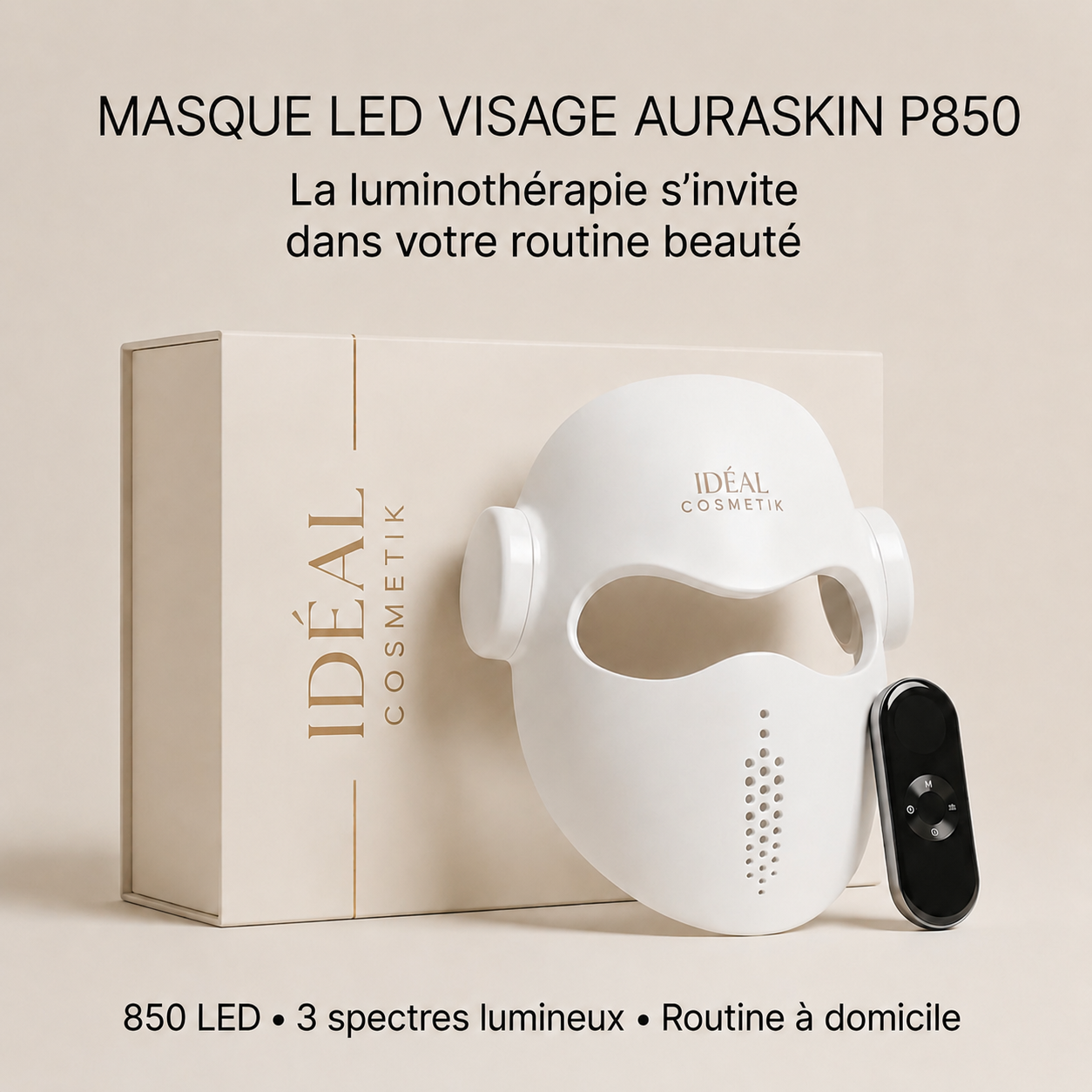 Masque LED Visage 3D AuraSkin — Luminothérapie à domicile
